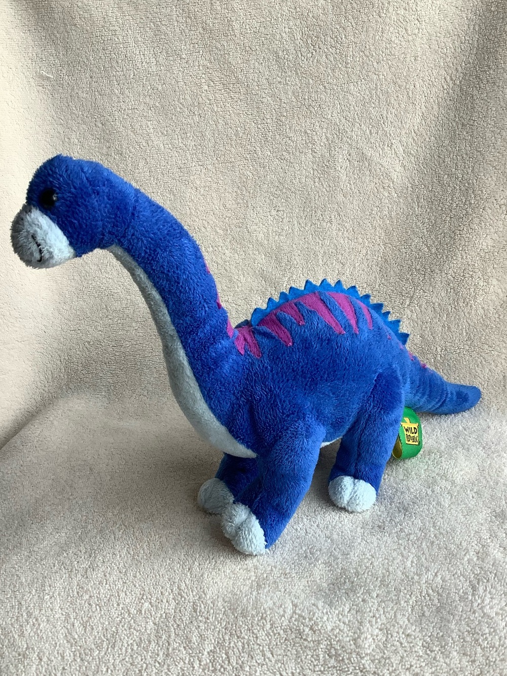 Wild Republic Blue and Purple Plush Brontosaurus Dinosaur Stuffed Animal Toy